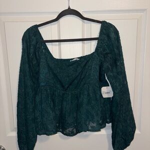 Altar'd State Forest Green Lace Blouse